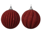 Decoris Foam Bauble with Glitter and Beads 8cm - Christmas Red (2 Assorted)